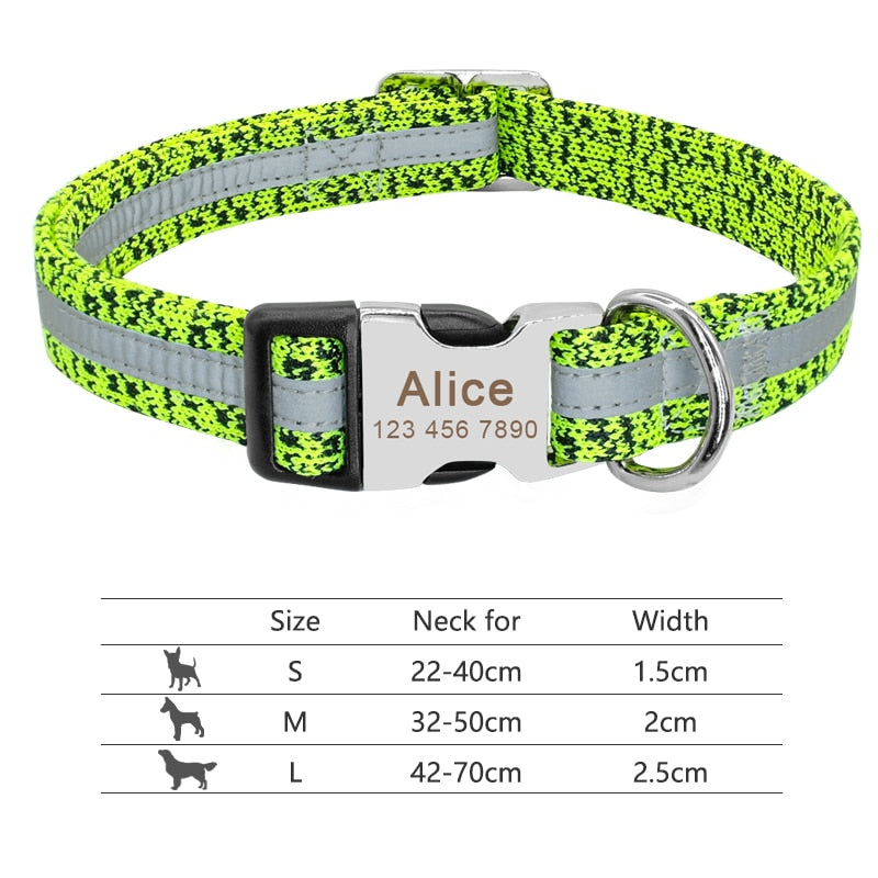 Reflective Nylon Personalized Engraved ID Tag & Collar