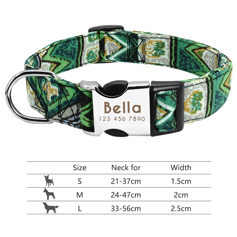 Reflective Nylon Personalized Engraved ID Tag & Collar
