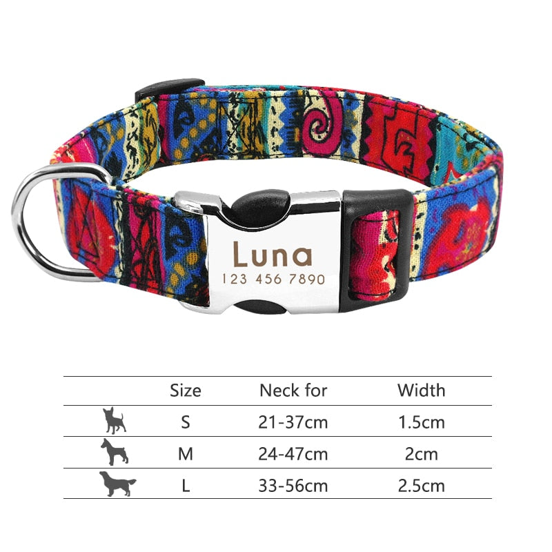 Reflective Nylon Personalized Engraved ID Tag & Collar