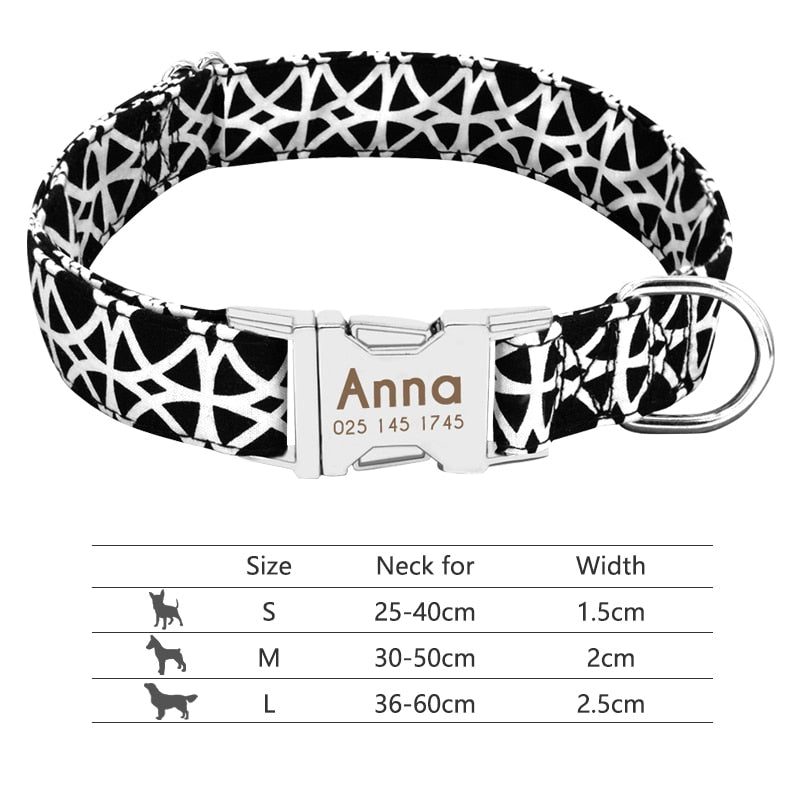 Reflective Nylon Personalized Engraved ID Tag & Collar