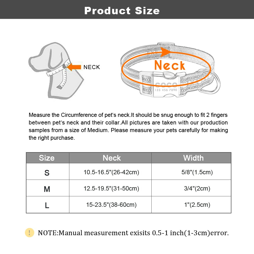 Reflective Nylon Personalized Engraved ID Tag & Collar