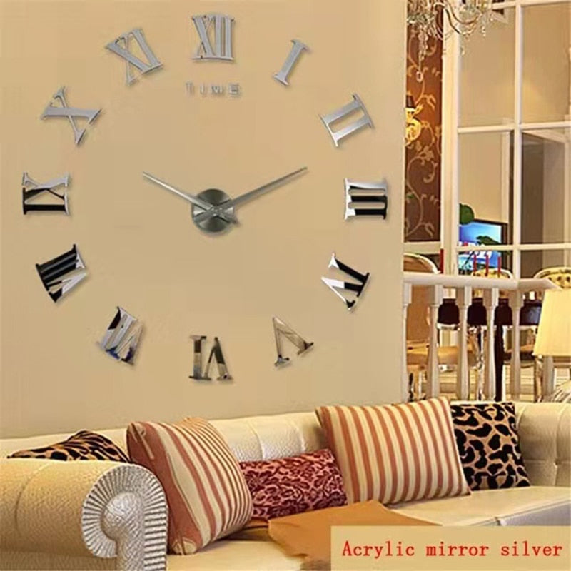 3D Numeral Acrylic Mirror Wall Clock
