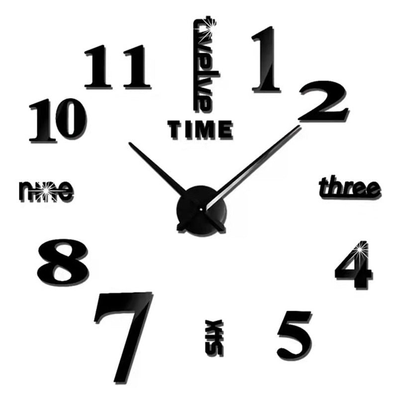 3D Numeral Acrylic Mirror Wall Clock